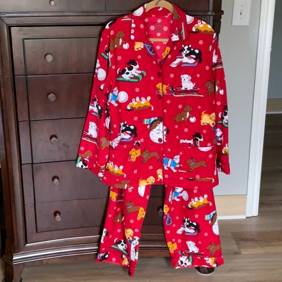 Nick & Nora Winter Pups Flannel Pajama Set Size L - Picture 2 of 16
